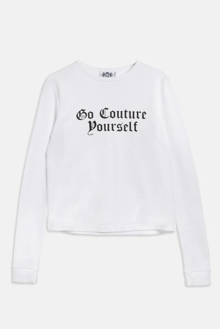 THE ICONS | WHITE 'GO COUTURE' LONG SLEEVE TEE
