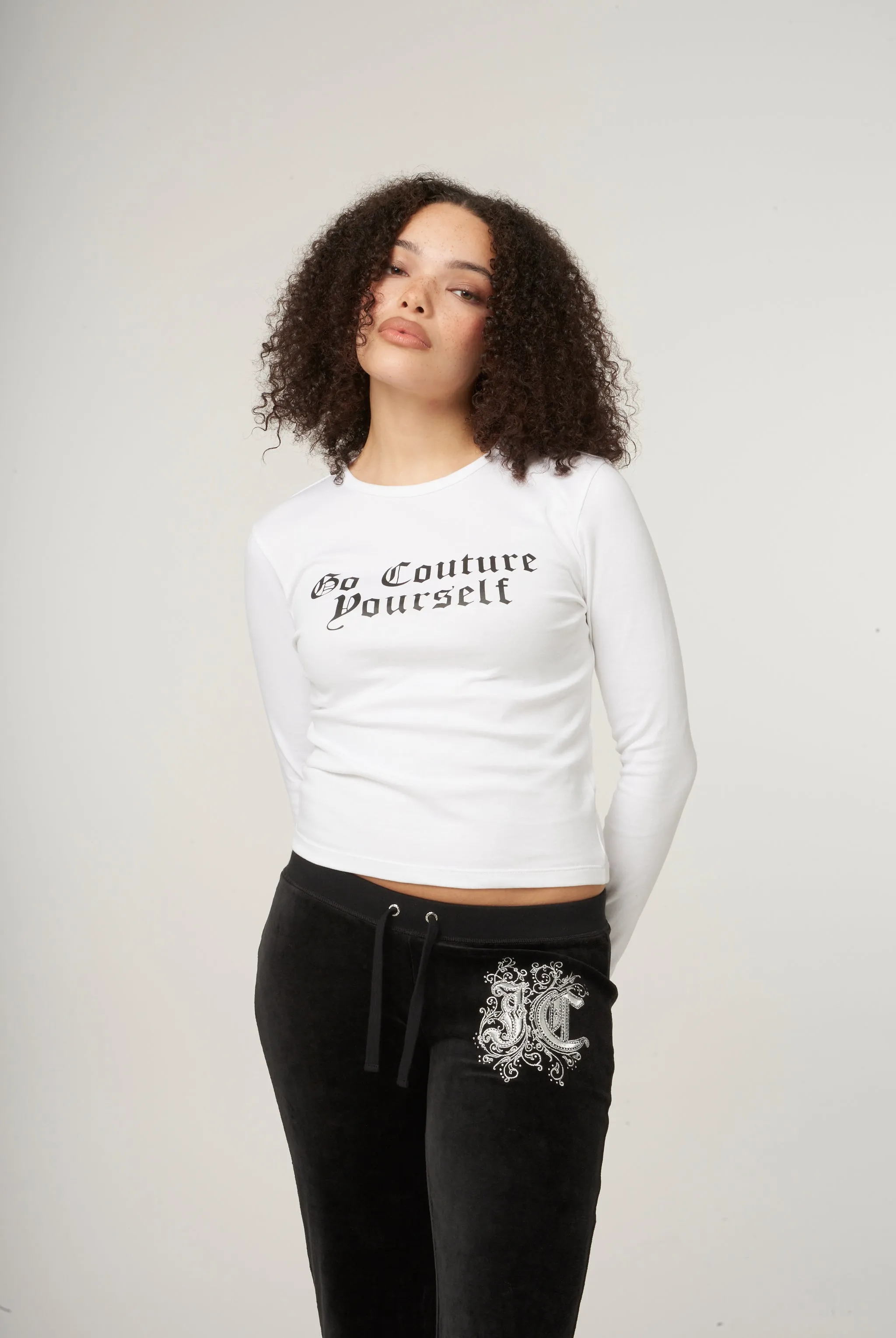 THE ICONS | WHITE 'GO COUTURE' LONG SLEEVE TEE