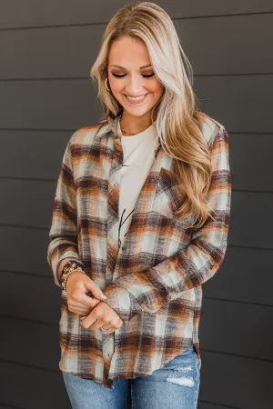 Thread & Supply Play It Up Plaid Top- Orange & Burgundy