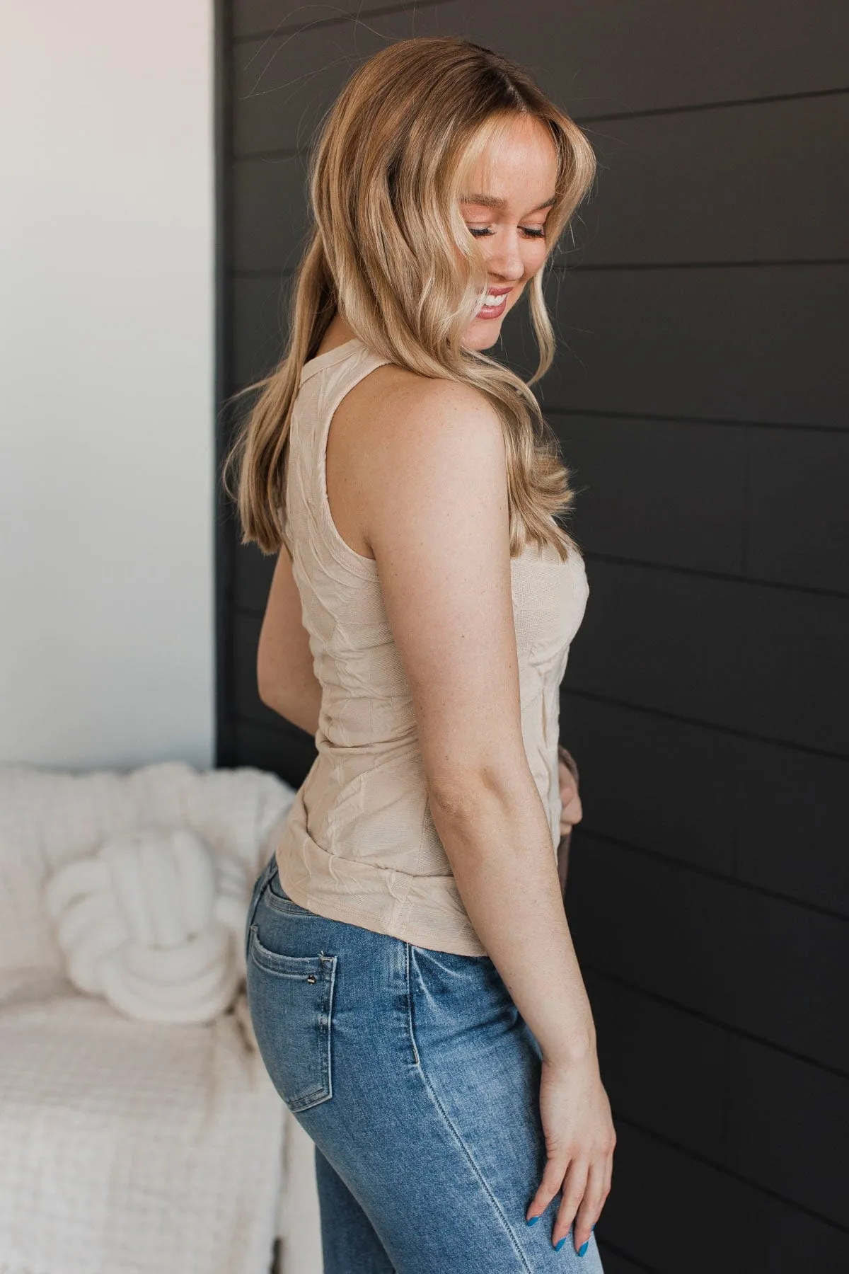 To The Very End Tank Top- Beige