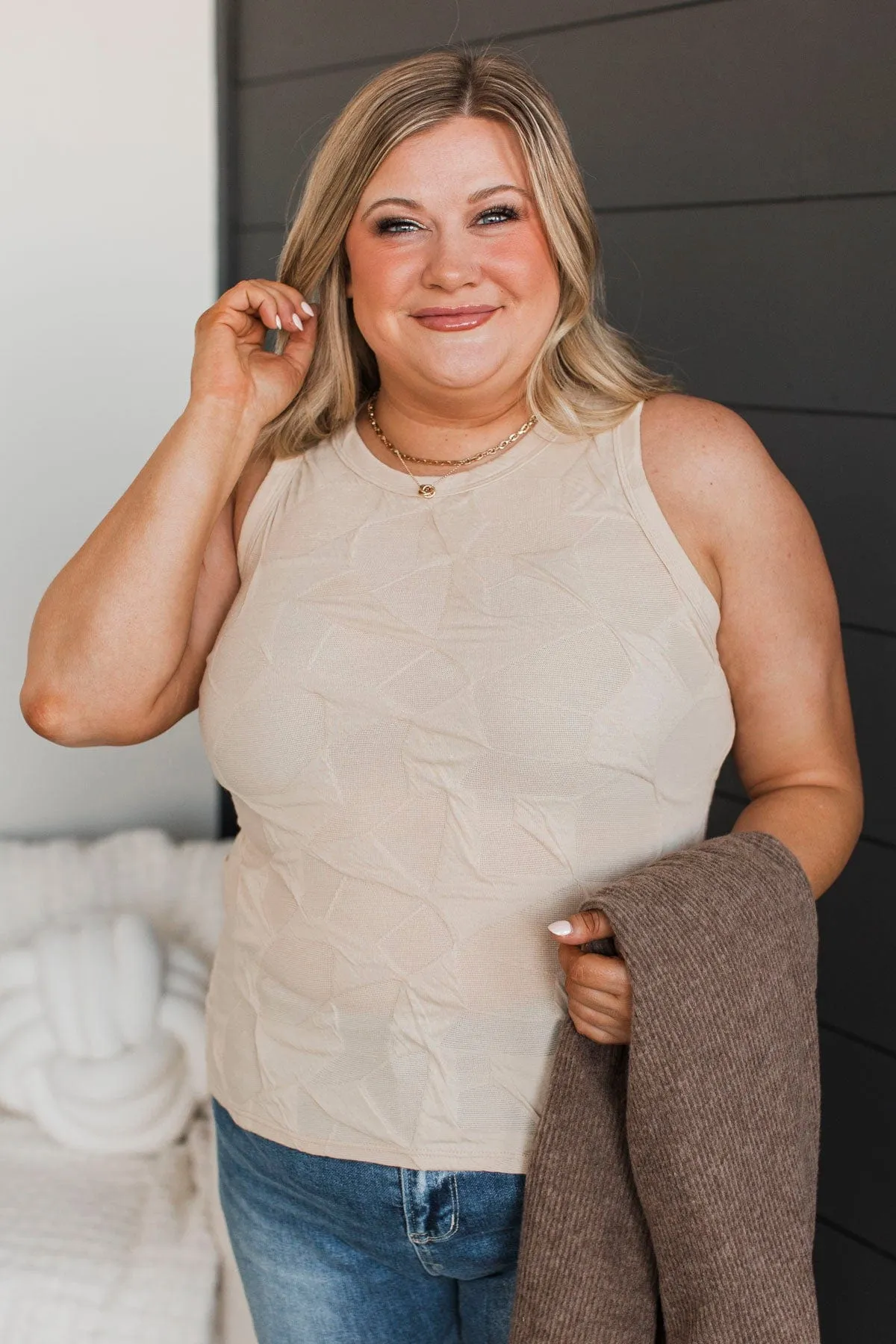 To The Very End Tank Top- Beige