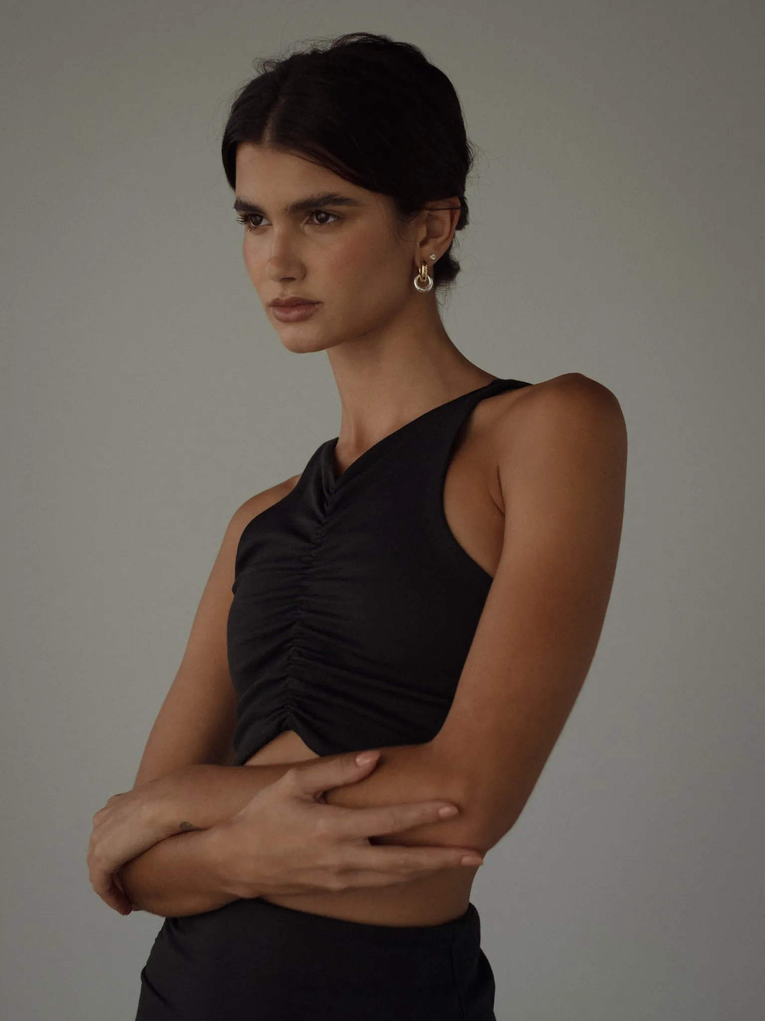 TOP DRAPED - BLACK