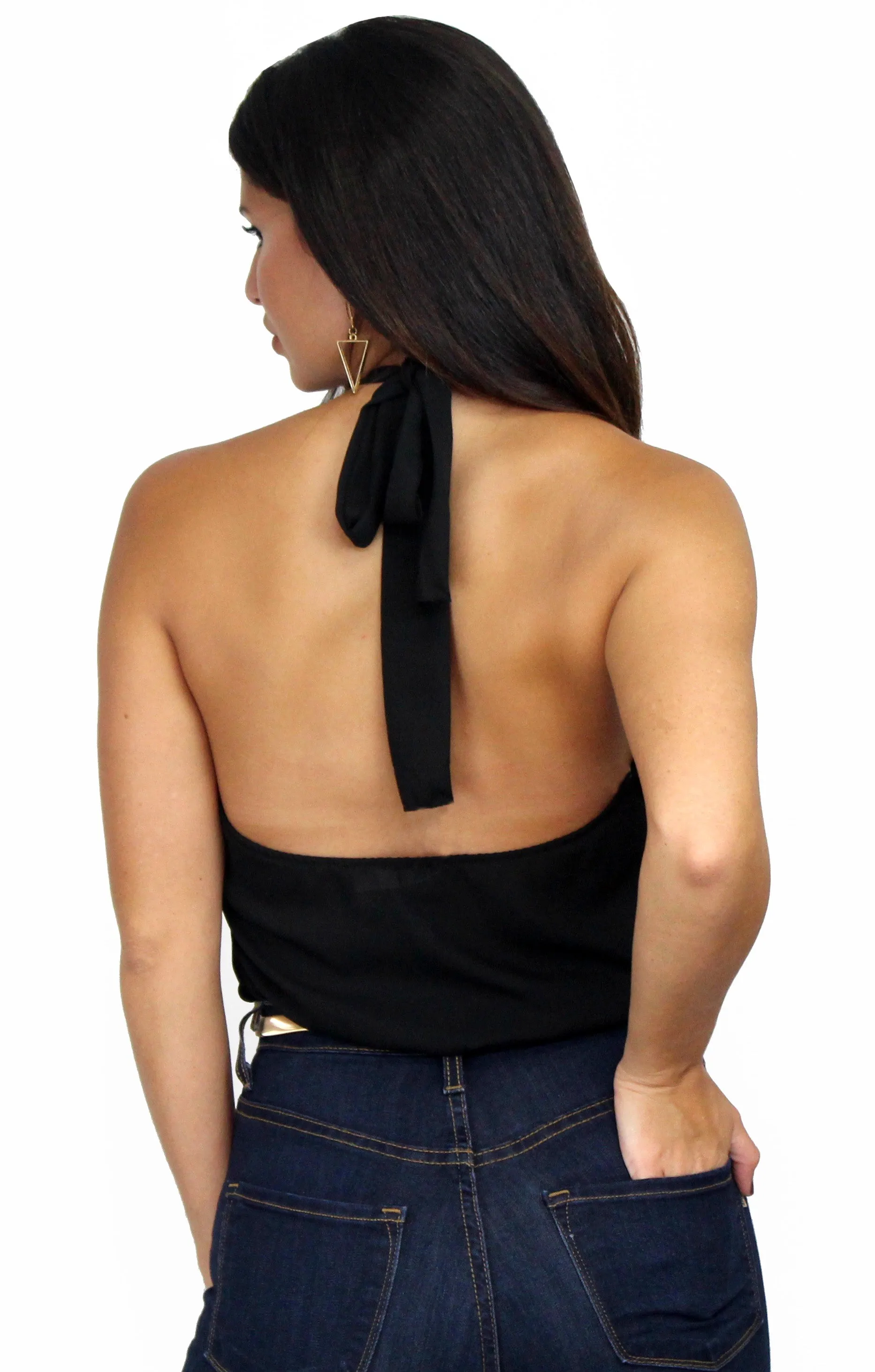 Ultimate Babe Black Halter Bodysuit
