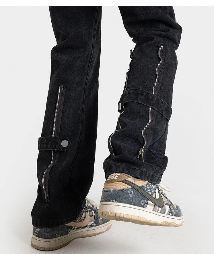 Unisex Retro Slim Fit Zipper Jeans