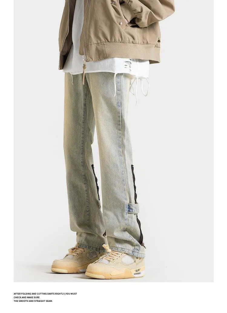 Unisex Retro Slim Fit Zipper Jeans