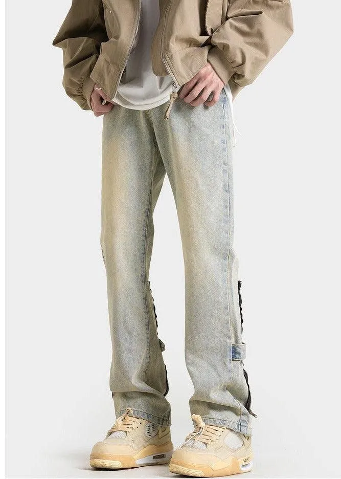 Unisex Retro Slim Fit Zipper Jeans
