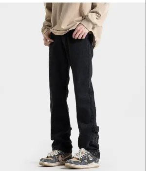 Unisex Retro Slim Fit Zipper Jeans