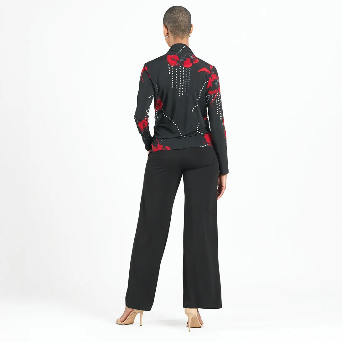 V-Neck Draped Pleat Top - Polka Poppy - Final Sale!