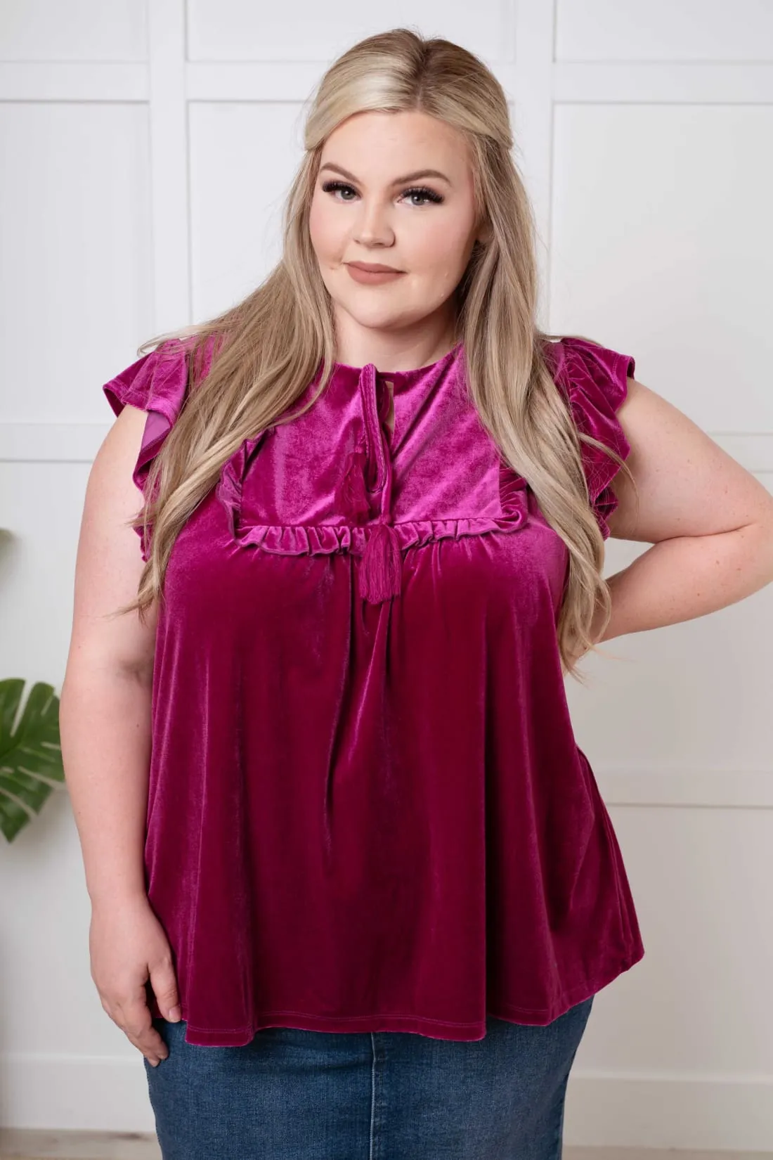 Velvet Party Blouse in Magenta
