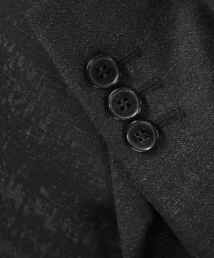 VERSACE COLLECTION - Abstract Textured Black & Gray Runway Melange Slim Suit- 40R