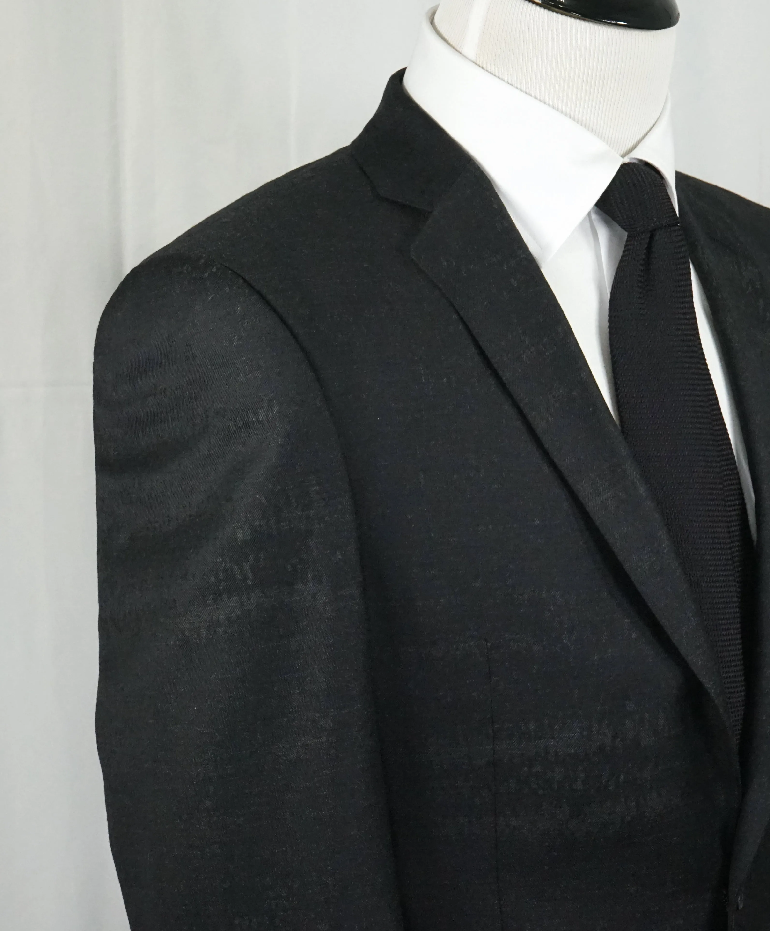VERSACE COLLECTION - Abstract Textured Black & Gray Runway Melange Slim Suit- 40R