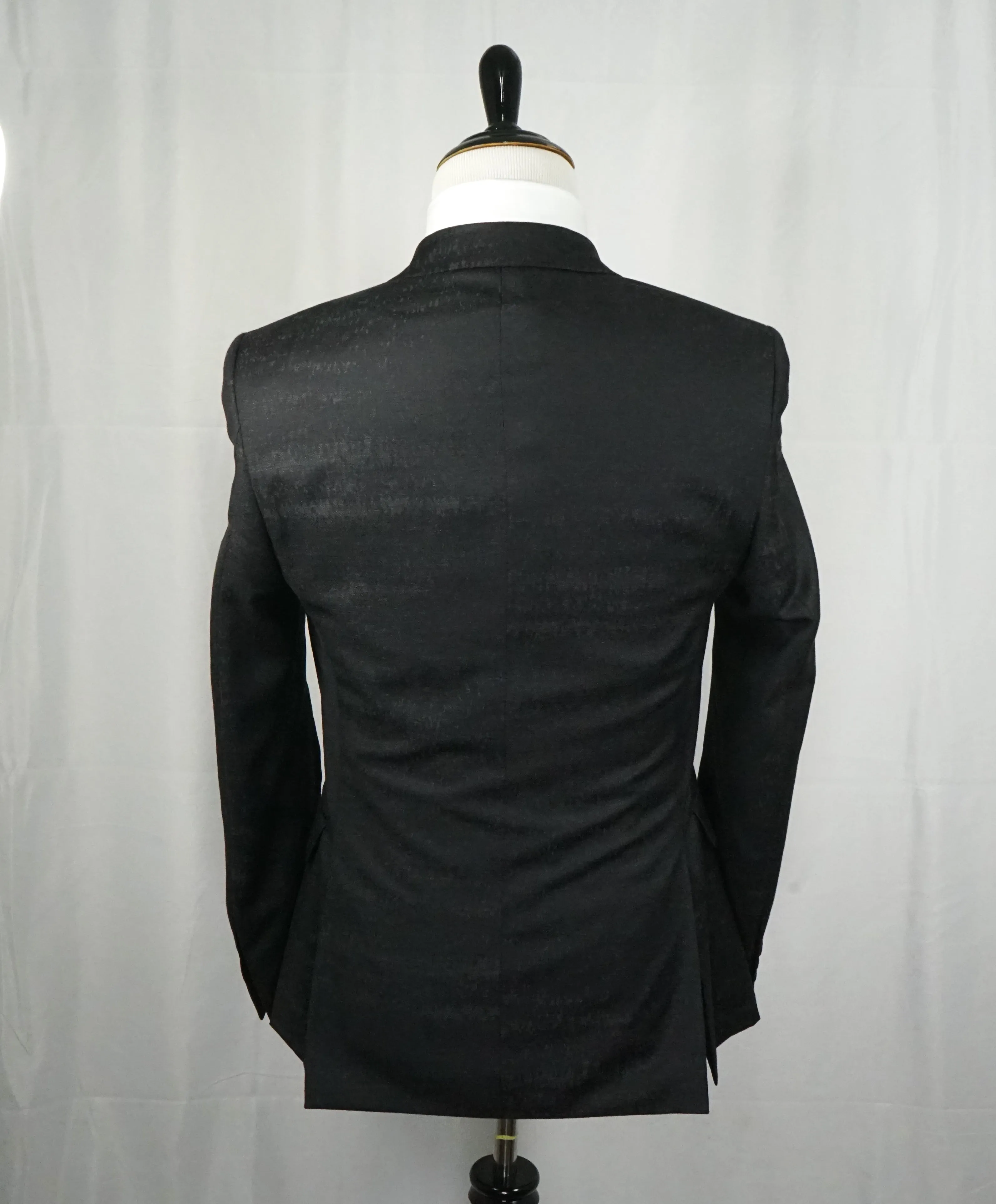 VERSACE COLLECTION - Abstract Textured Black & Gray Runway Melange Slim Suit- 40R