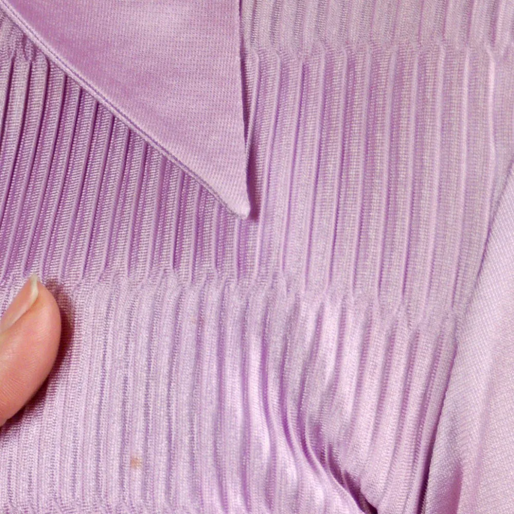 Vintage Kay Silver Knit Top Blouse Lilac Rib Knit Acetate   1970S S-M