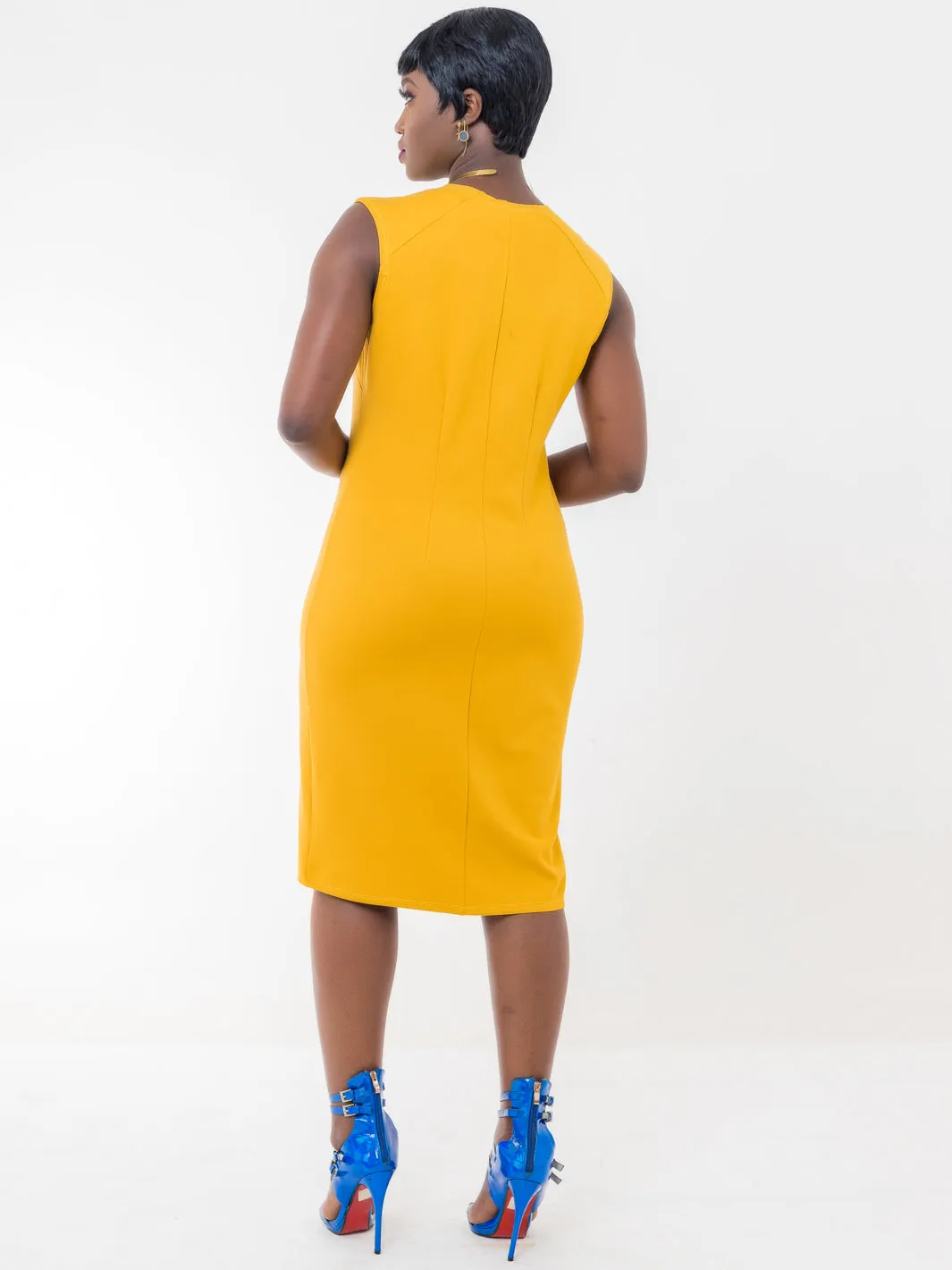 Vivo Ponte Shift Dress - Yellow