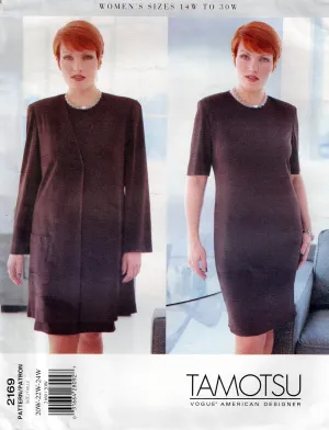 Vogue American Designer 2169 TAMOTSU Womens Sheath Dress & Jacket 1990s Vintage Sewing Pattern Size 20W - 24W UNCUT Factory Folded