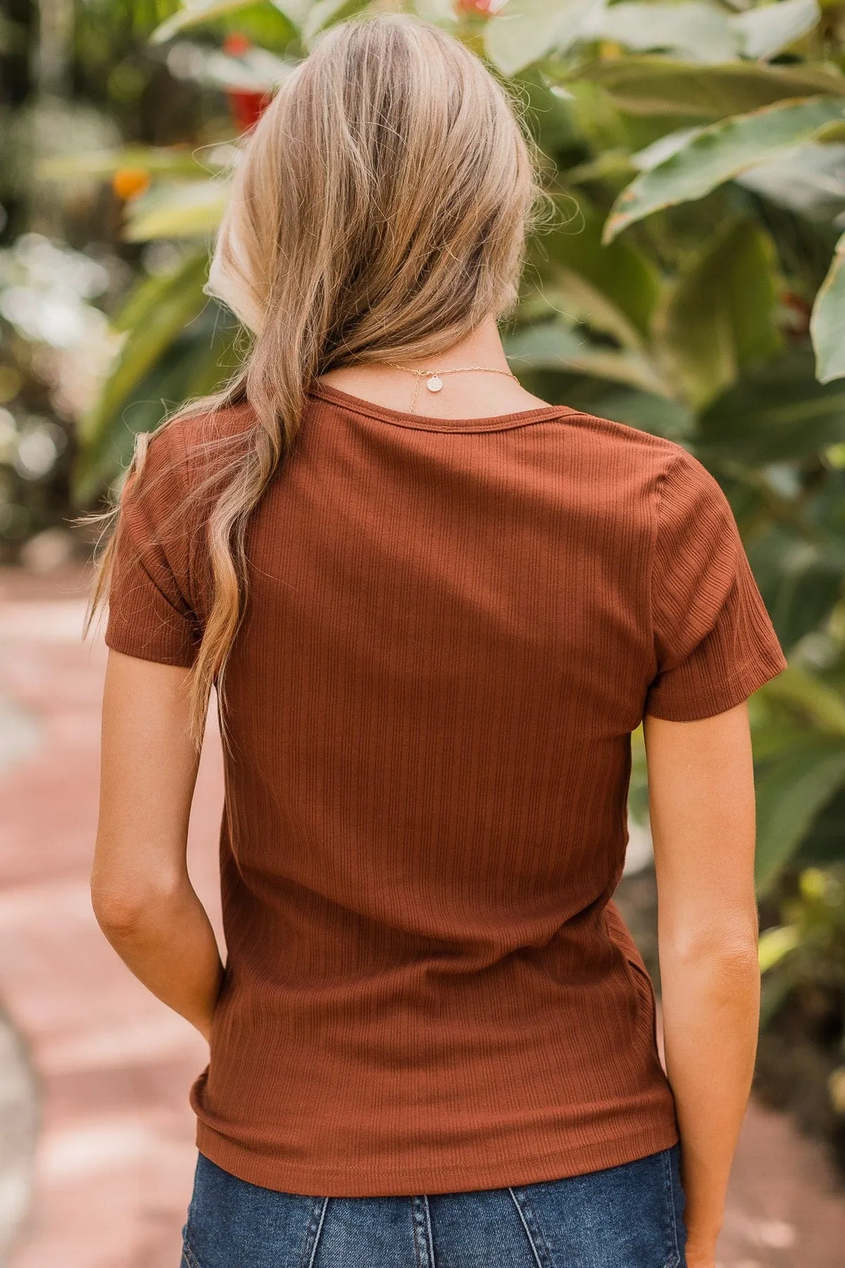 Waiting For My Invite Button Top- Dark Rust