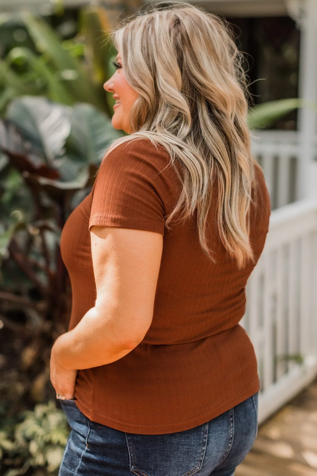 Waiting For My Invite Button Top- Dark Rust