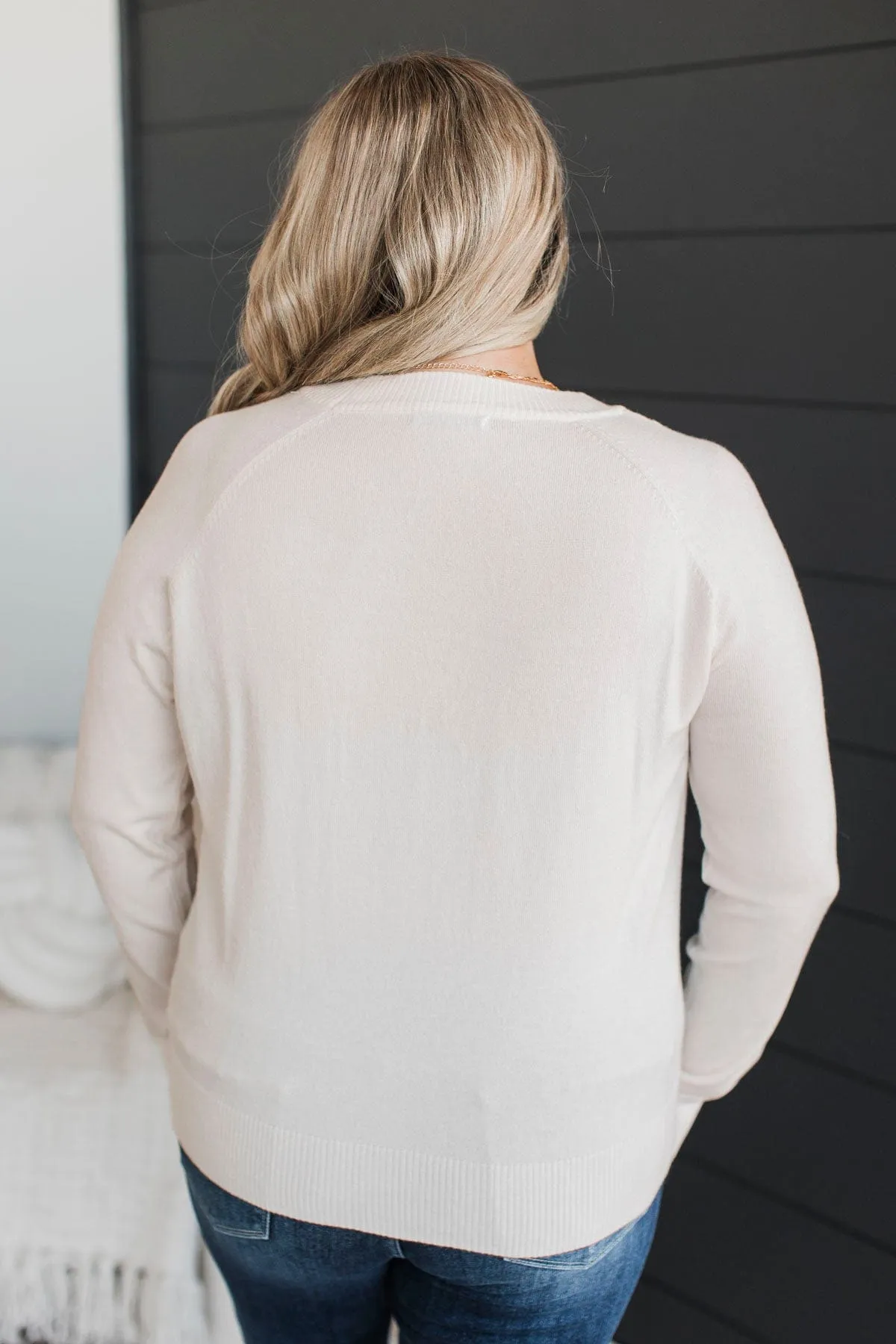 Welcoming Love Heart Knit Sweater- Ivory & Pink