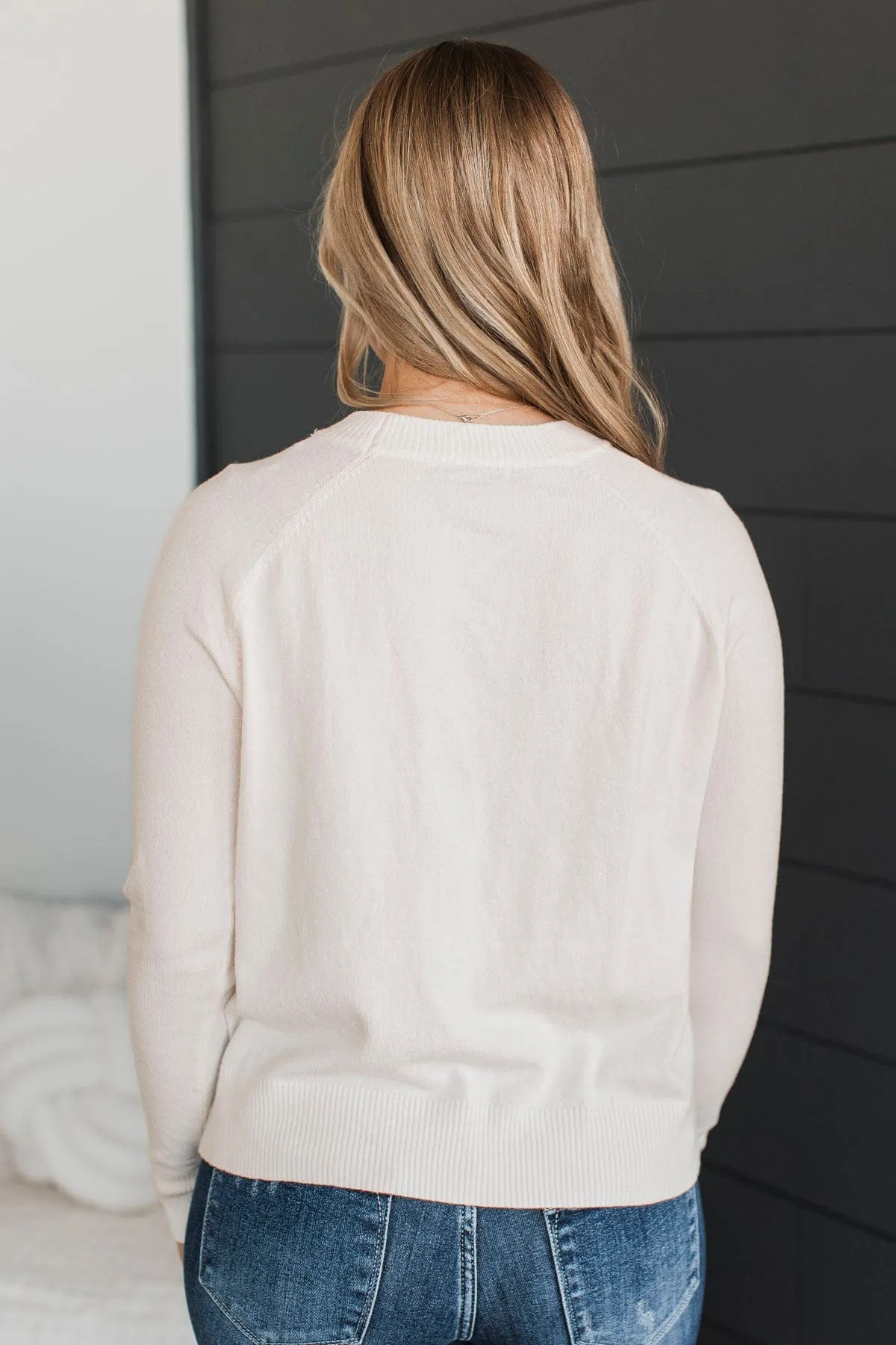Welcoming Love Heart Knit Sweater- Ivory & Pink