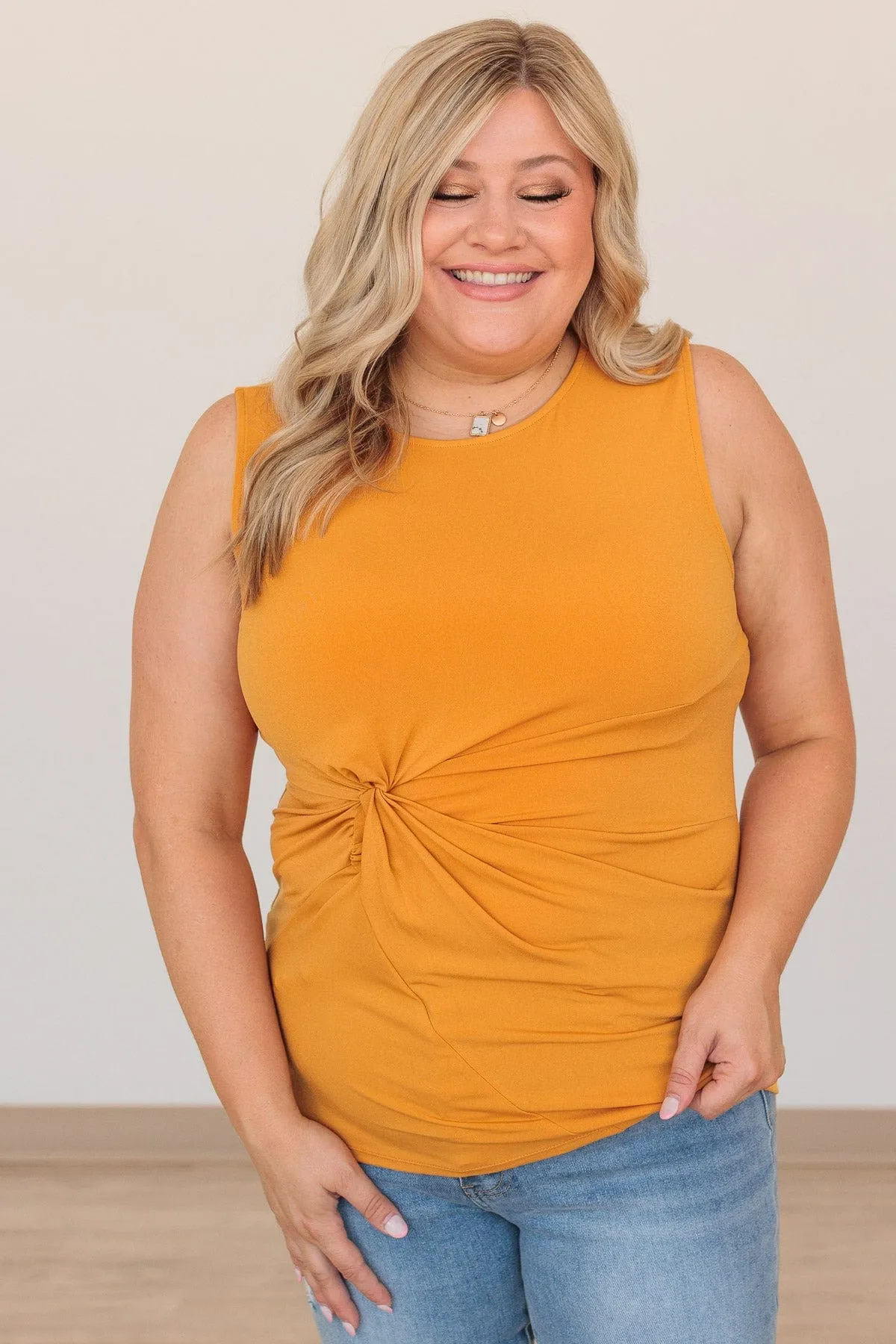 What A Day Front Twist Top- Golden Yellow