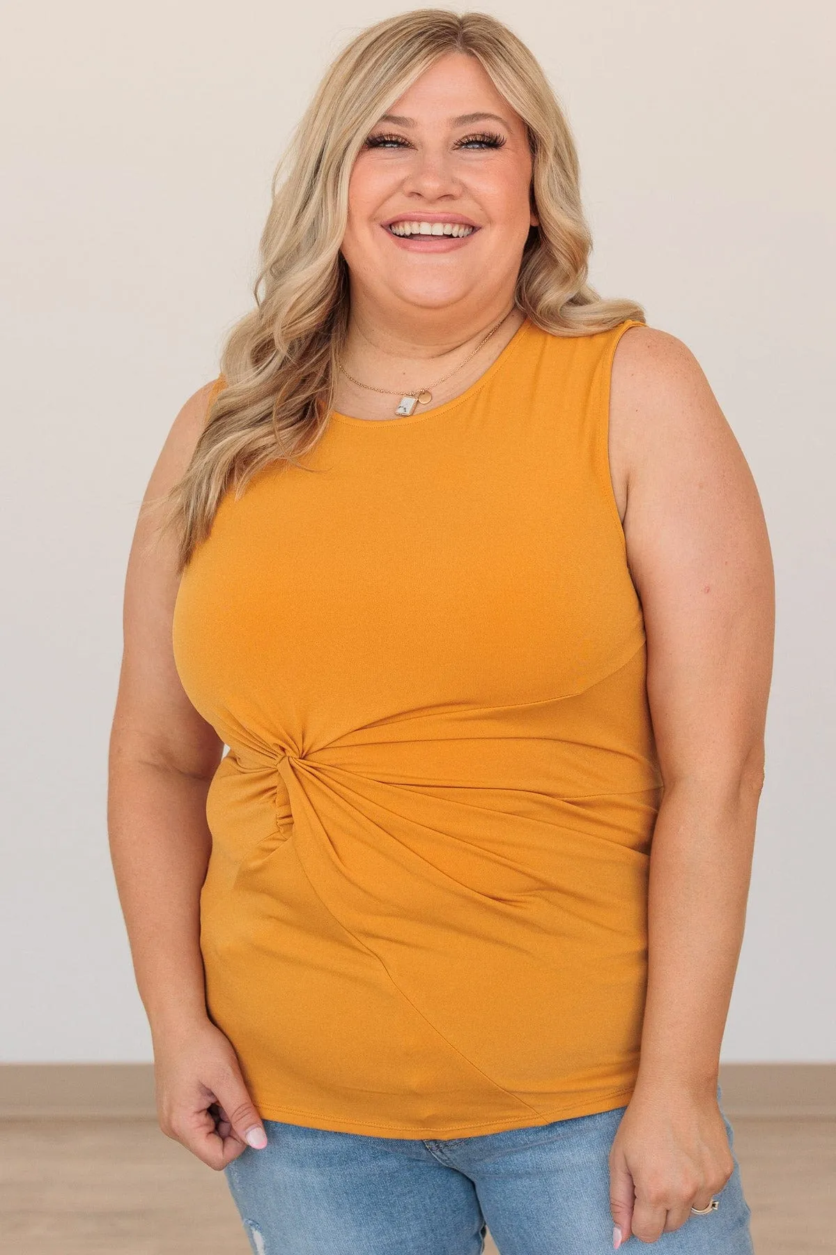 What A Day Front Twist Top- Golden Yellow