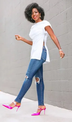 White Side Zip Top