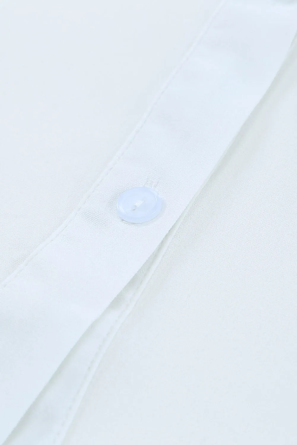 White Solid Pocket Long Sleeve Button-up Shirt