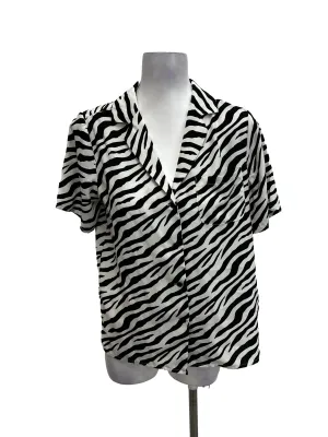 White Zebra Print Button Shirt