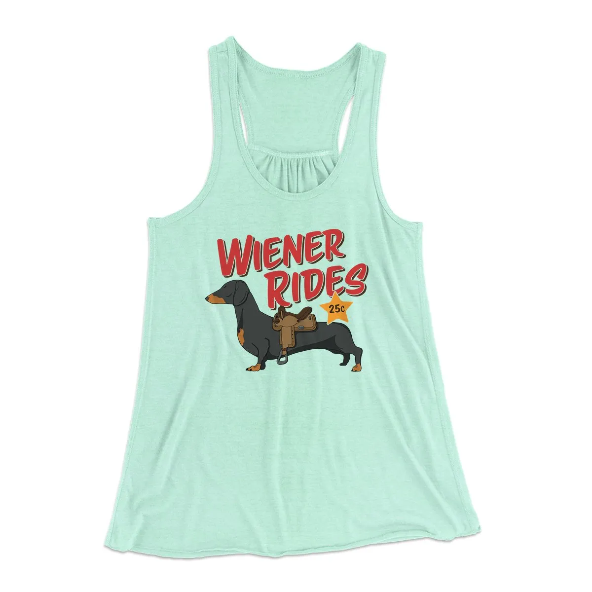 Wiener Rides Funny Women's Flowey Tank Top