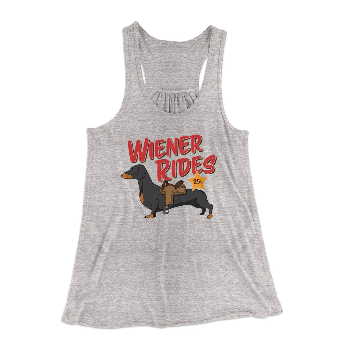 Wiener Rides Funny Women's Flowey Tank Top