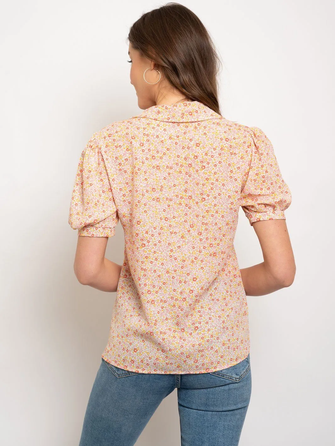 WOMEN'S BUTTON UP FLORAL TOP