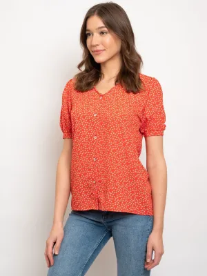 WOMEN'S BUTTON UP FLORAL TOP