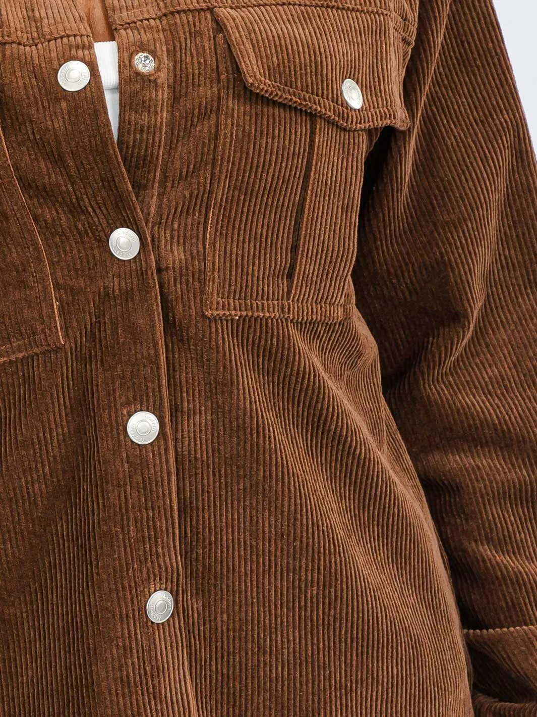 WOMEN'S LONG SLEEVE BUTTON CLOSURE CORDUROY SHIRT TOP
