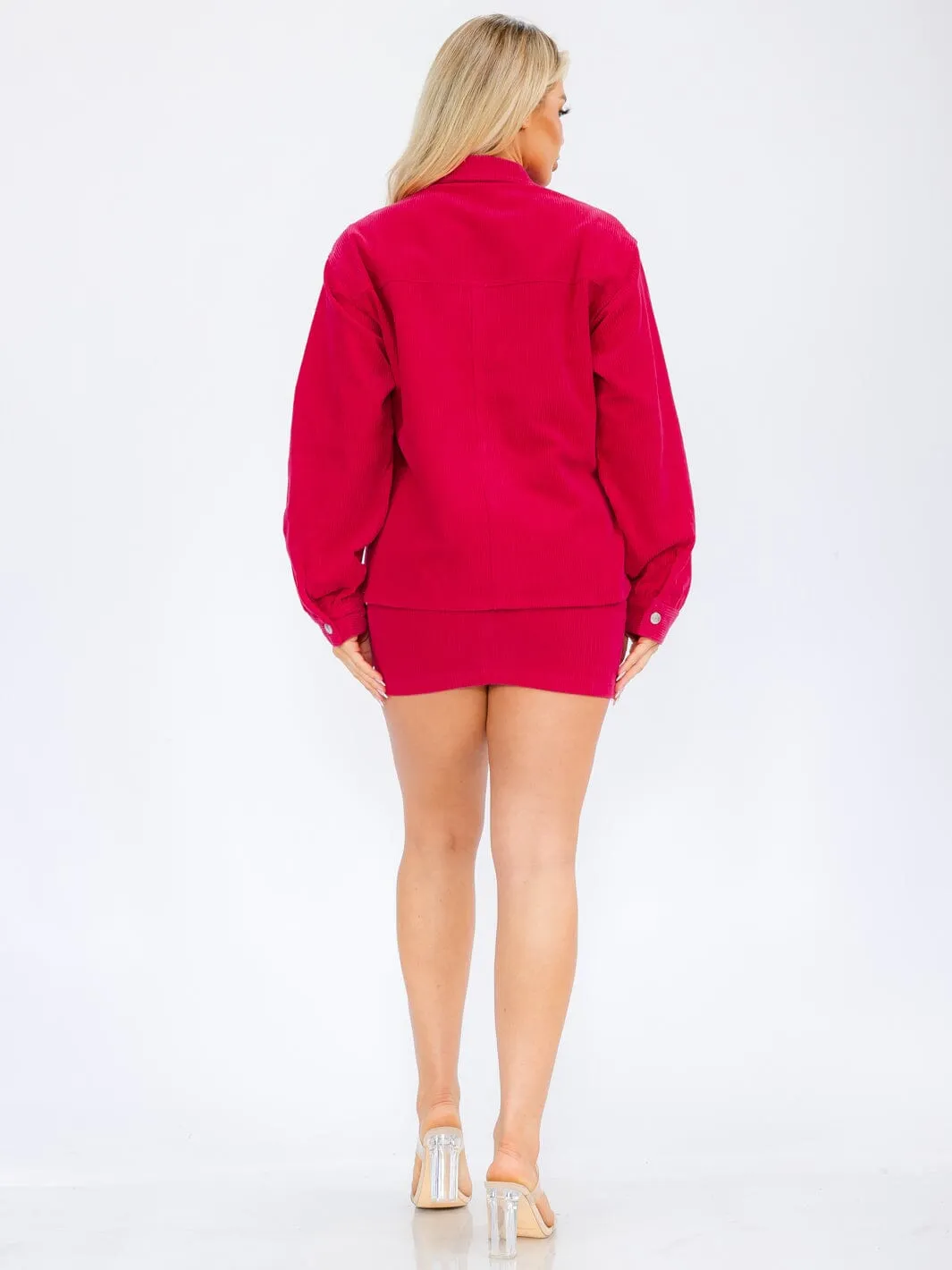 WOMEN'S LONG SLEEVE BUTTON CLOSURE CORDUROY SHIRT TOP