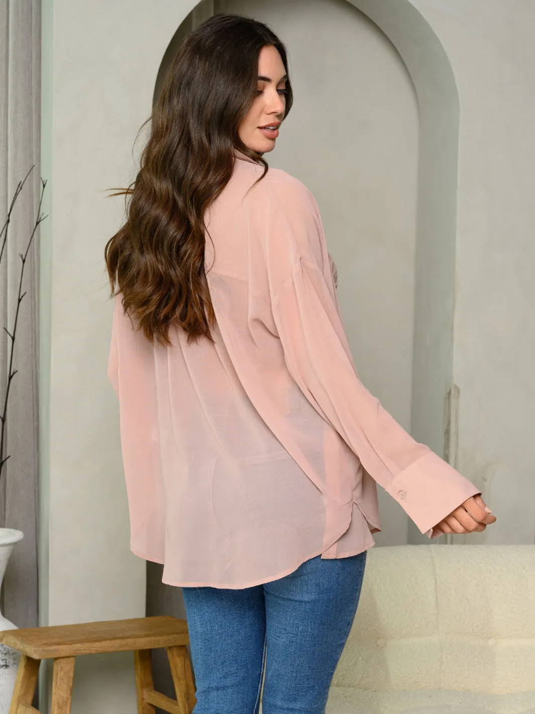 WOMEN'S LONG SLEEVE BUTTON UP 2PC. TOP