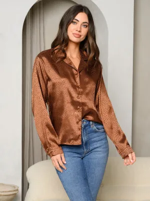 WOMEN'S LONG SLEEVE BUTTON UP BLOUSE TOP