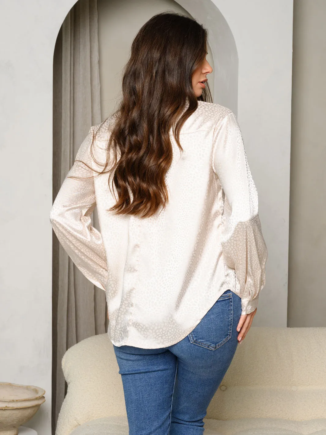 WOMEN'S LONG SLEEVE BUTTON UP BLOUSE TOP