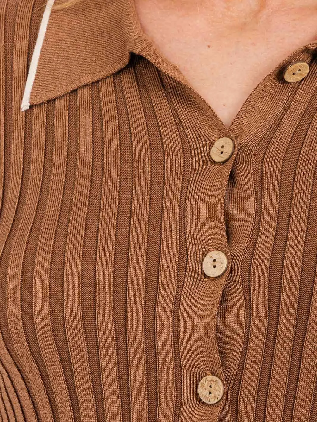 WOMEN'S LONG SLEEVE BUTTON UP RIBBED BLOUSE TOP