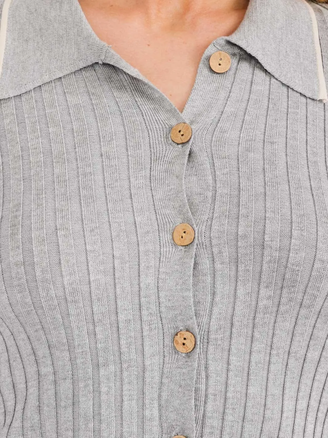 WOMEN'S LONG SLEEVE BUTTON UP RIBBED BLOUSE TOP