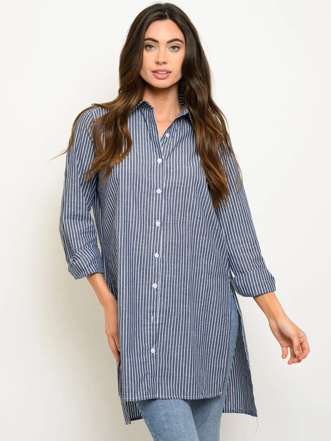 WOMEN'S LONG SLEEVE BUTTON UP TOP