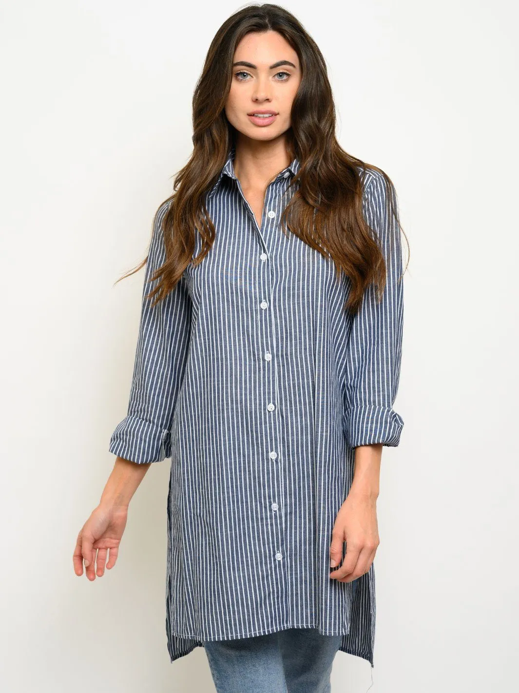 WOMEN'S LONG SLEEVE BUTTON UP TOP