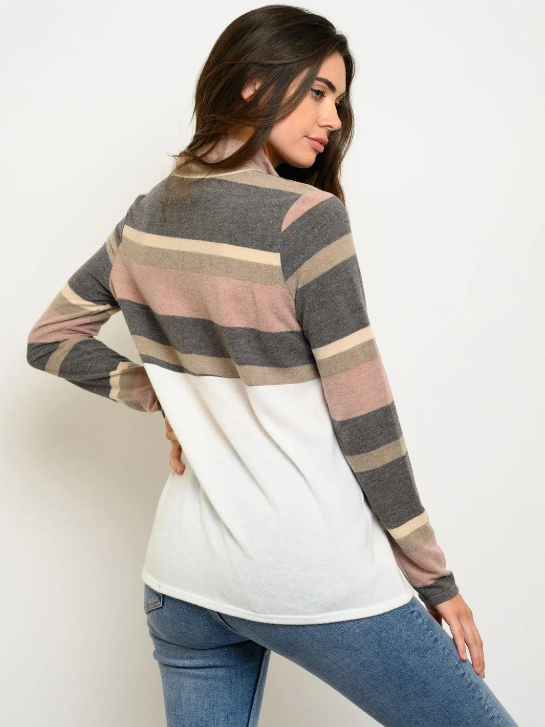 WOMEN'S LONG SLEEVE COLOR BLOCK TOP