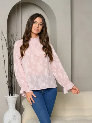 WOMEN'S LONG SLEEVE COWL NECK FLORAL BLOUSE TOP