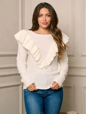 WOMEN'S LONG SLEEVE RUFFLE DETAILED BLOUSE TOP
