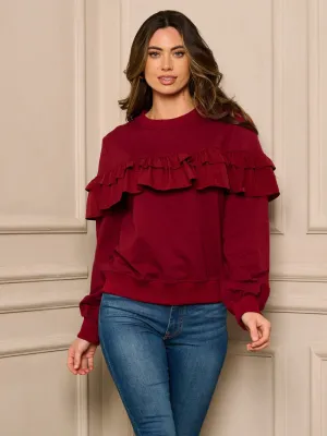 WOMEN'S LONG SLEEVE RUFFLE DETAILED TOP
