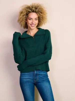 WOMEN'S LONG SLEEVE ZIP UP COLLAR PULLOVER TOP