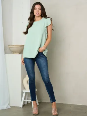 WOMEN'S SHORT RUFFLE SLEEVE TUNIC TOP