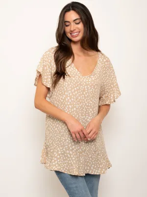 WOMEN'S SHORT RUFFLE SLEEVES TUNIC TOP