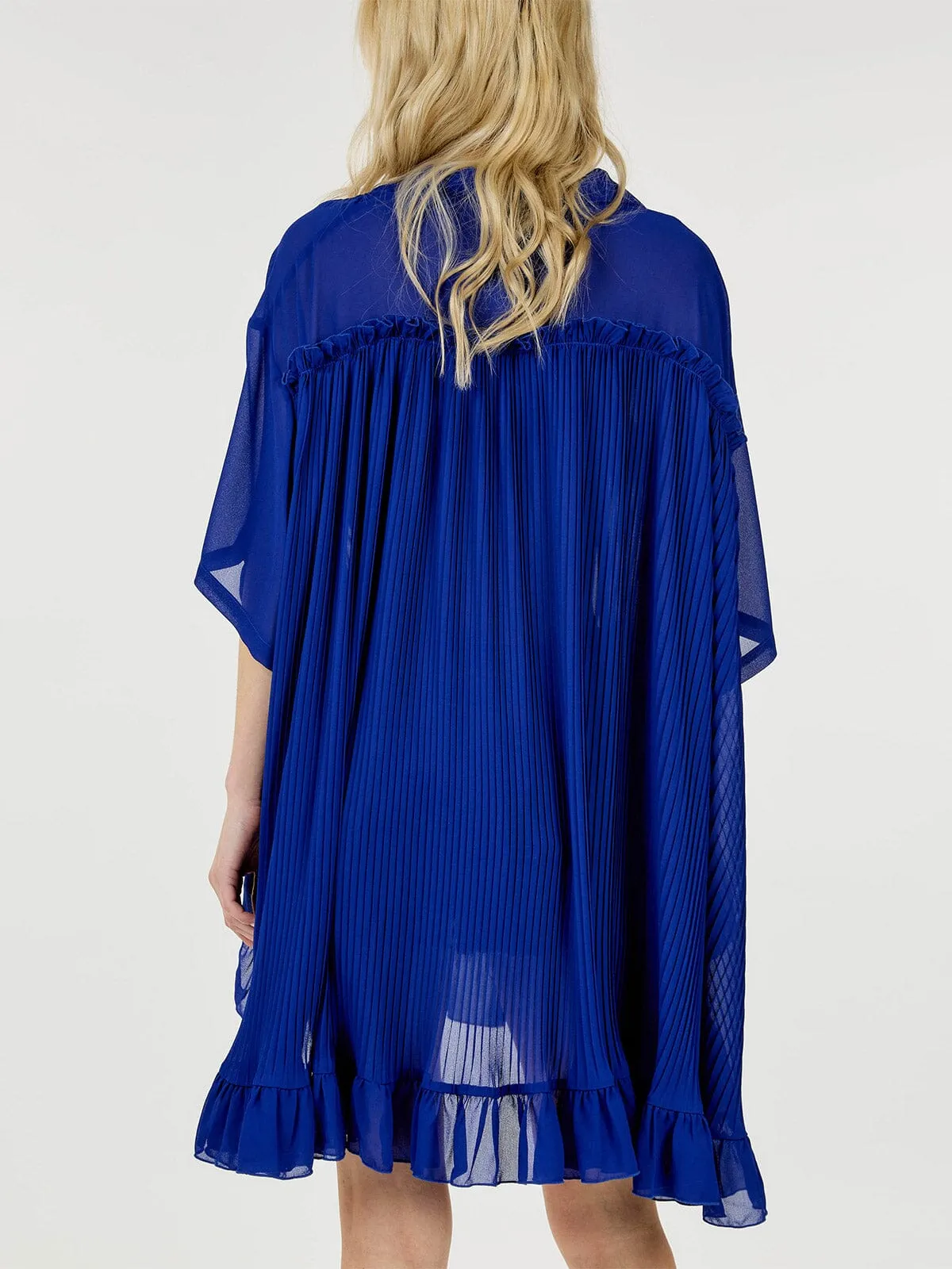 WOMEN'S SHORT SLEEVE BUTTON UP PLEATED SIDE RUCHED TUNIC TOP