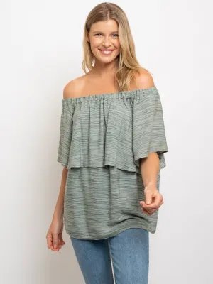 WOMEN'S ZEBRA PRINT RUFFLE OFFF SHOULDER TOP